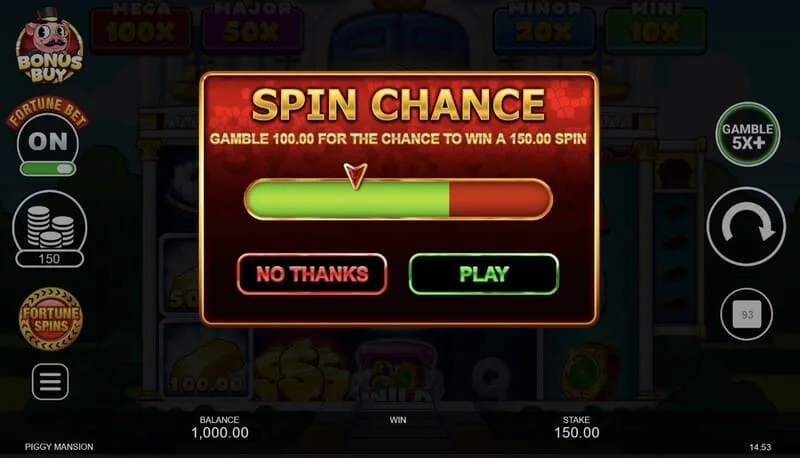 Piggy Mansion - Free Spin'lerin başlatılması